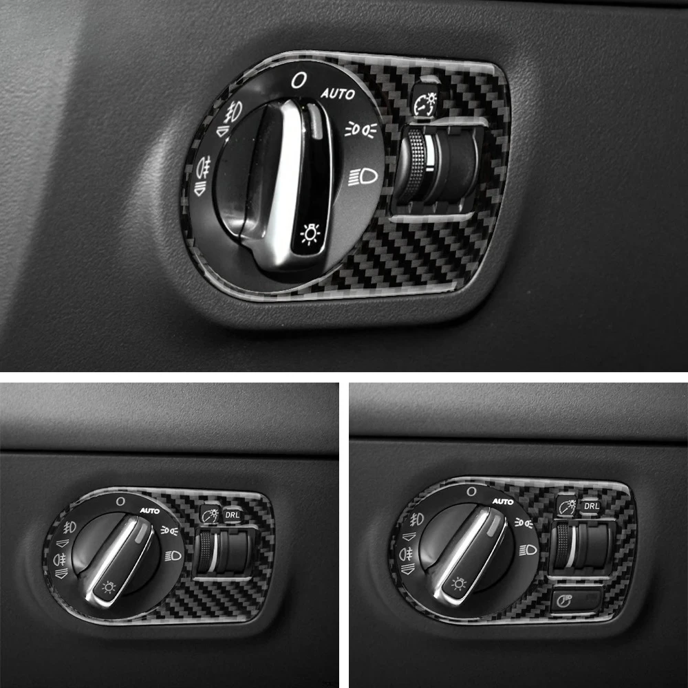 

Carbon Fiber Headlight Switch Panel Cover Trim for Audi TT 2007-2014 Interior Control Frame Epoxy Car Sticker Decoration