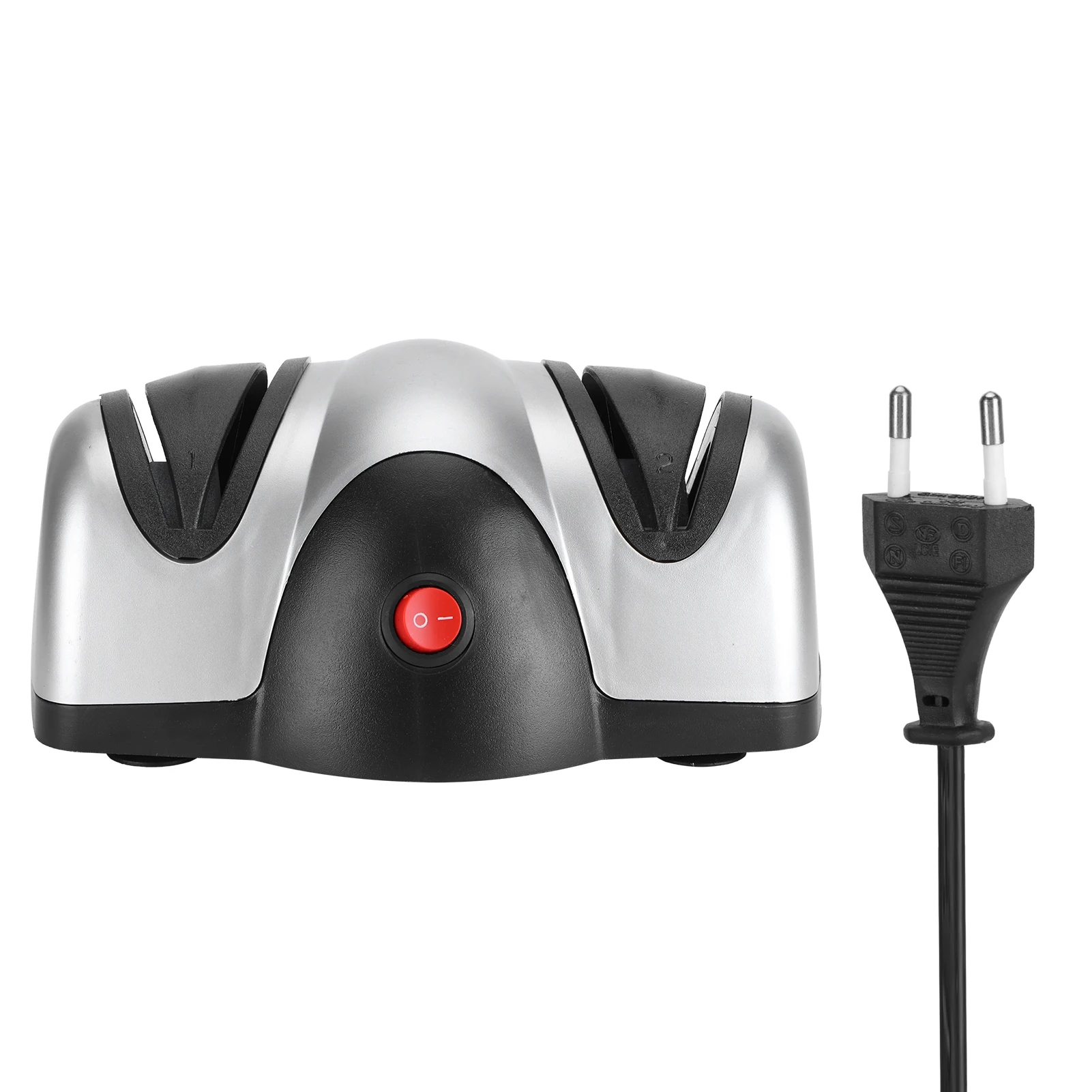 เครื่องลับ pisau listrik เครื่องบดแบบ2ขั้นตอนอุปกรณ์ครัว EU 220V เครื่องบดมีดเครื่องใช้ในครัวสีดำเงิน