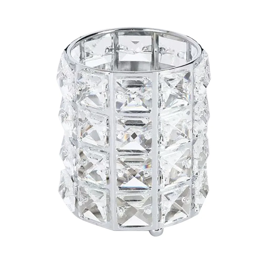 Versatile Metal+Crystal Makeup Brush Holder Nordic Style Desktop Organization Pen Holder Eyebrow Pencil Organizer