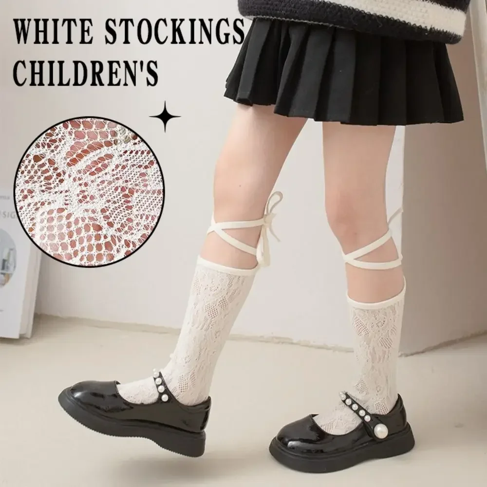 Breathable Mesh Kids Lolita Stockings Bandage Hollow Out Children Lace Socks Korean Style Stockings Kids Jk Hosiery Spring