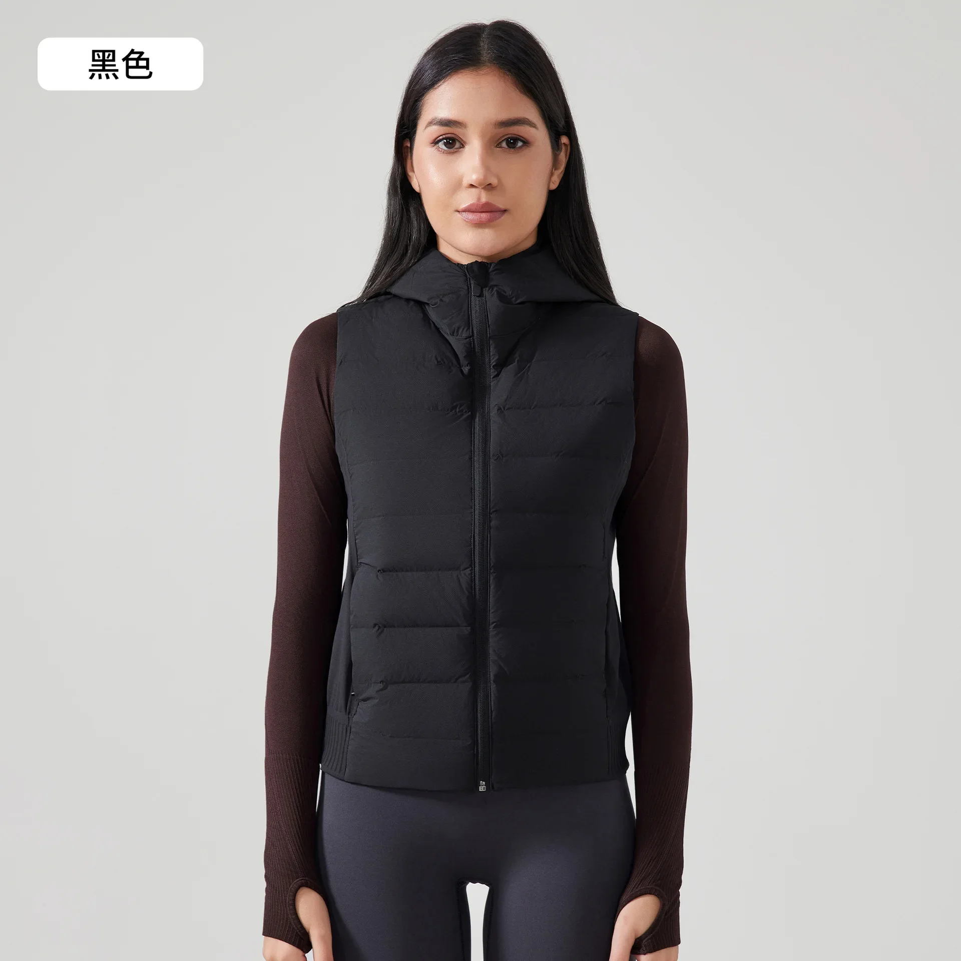 Women's Lightweight Hooded Down Vest - Short Slim Fit Puffer Jacket, Stylish Warm Sleeveless Outerwear for Fall and Winter