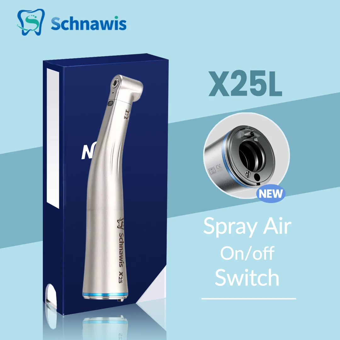 

X25L contraangulo Spray Air On/Off Switch Dental 1:1 Increasing Speed Handpiece Against Contra Angle LED Optic Fiber Blue Ring