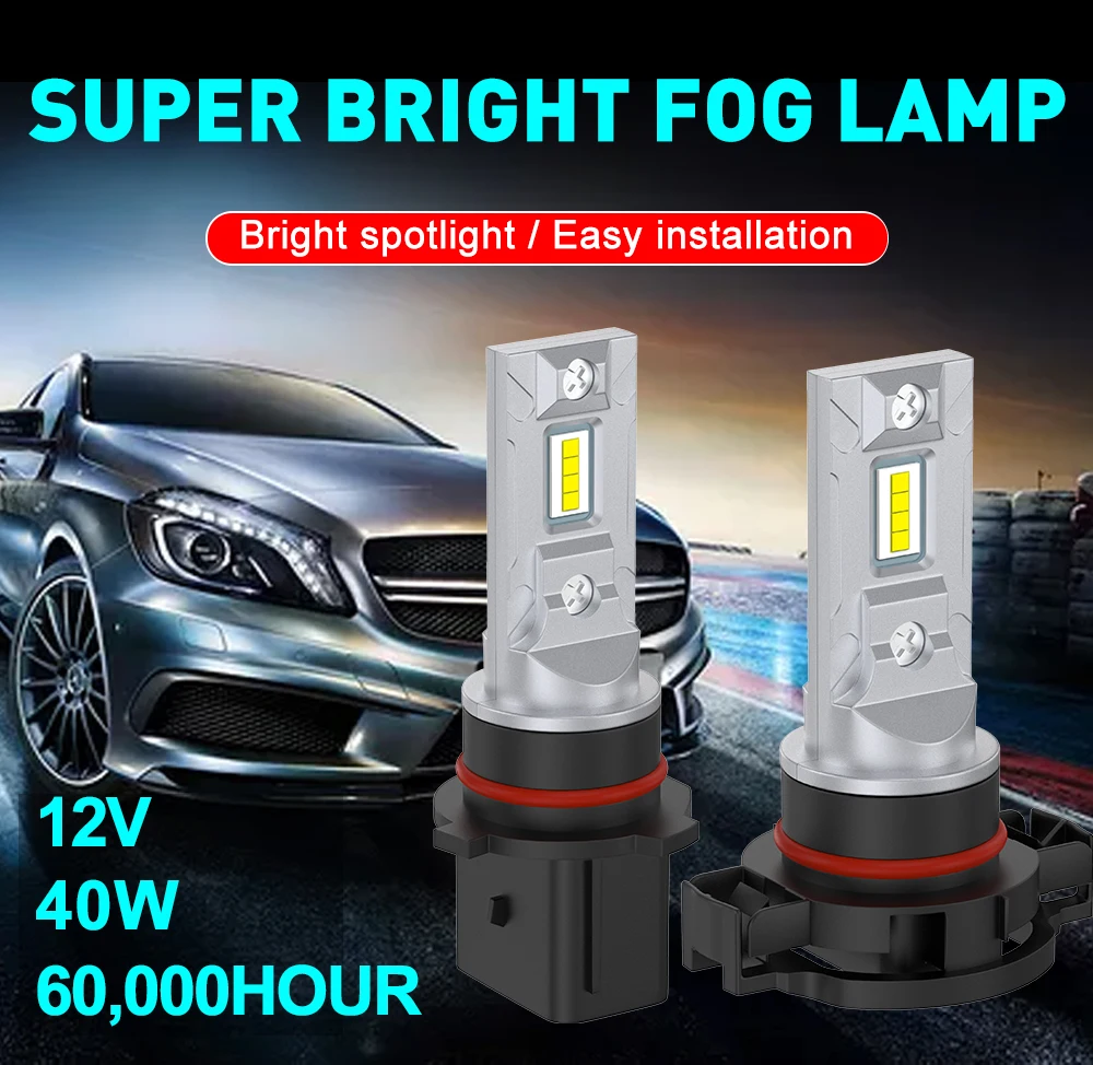 2PCS PSX24W PSX26W P13W H16 LED Fog Light DRL Drving Light Daytime Running Lamp 4000LM 12V Anti Fog Light Car Accessories