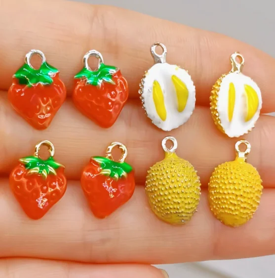 Lot 10 Pcs Fruit Strawberry Durian Charms Jewelry Making  Earrings Pendants Necklaces Bracelets DIY Accessories gift
