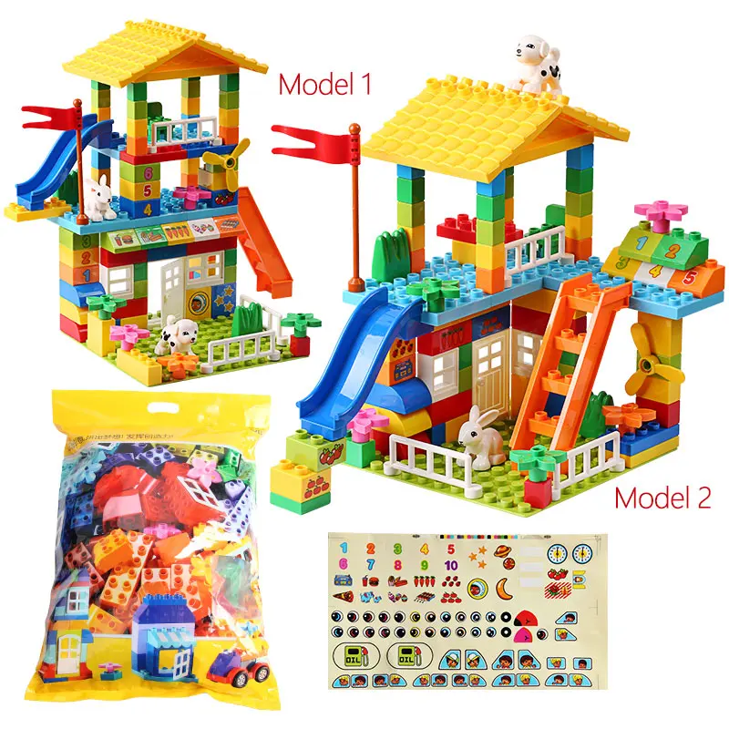 100PCS Große Partikel Dach Blöcke Kompatibel Stadt Haus Große Größe Rutsche Bausteine Burg Ziegel Spielzeug Für Kinder