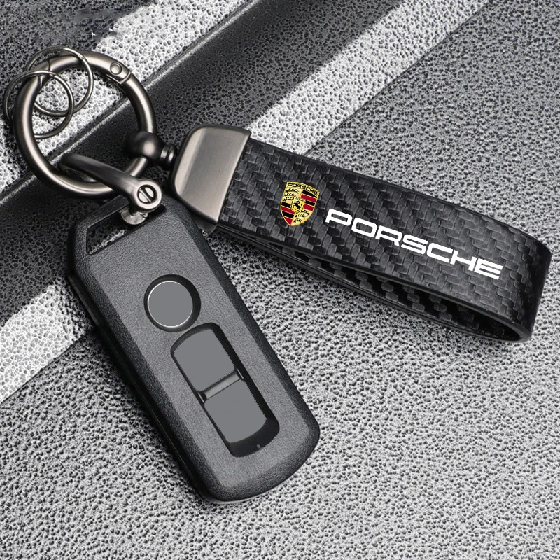 Carbon Fibre Car Keychain Key Ring Pendant Business Gifts For Porsche Panamera Cayenne Taycan 911 718 Macan Carrera-GT Accessory