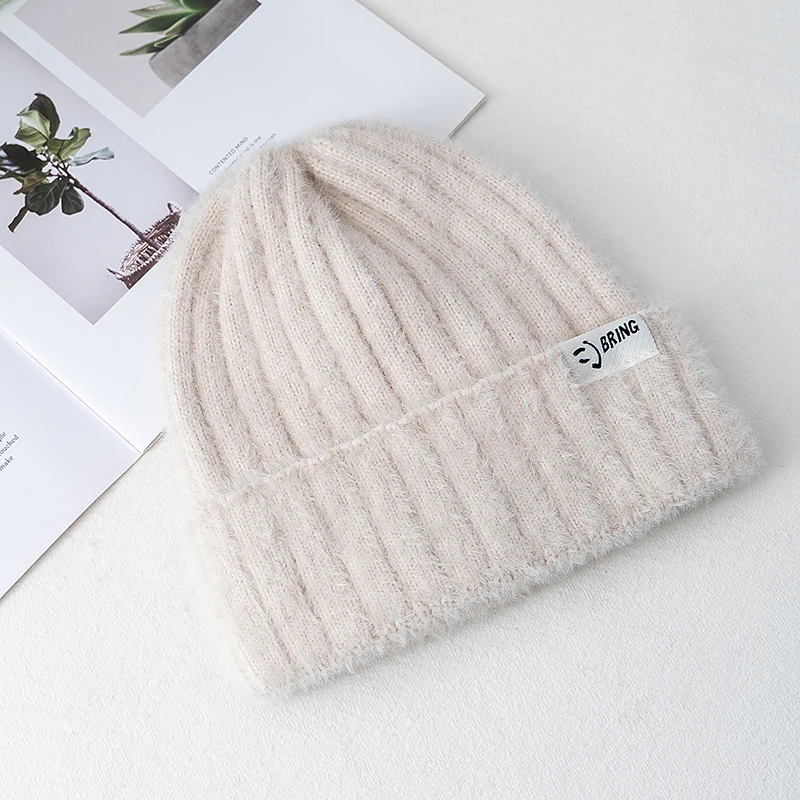 Heißer Verkauf Neue Kpop Stil Hut Faux Pelz Beanie Hut Süße Winter Für Frauen Warm Halten Dandy Hüte Für Mädchen Streetwear Stricken Kappe