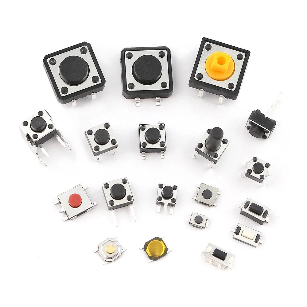 225PCS 5mm LED Diode + Tactile Push Button Switch Kit, Manual Control, for DIY Electronic Project Toy Modification