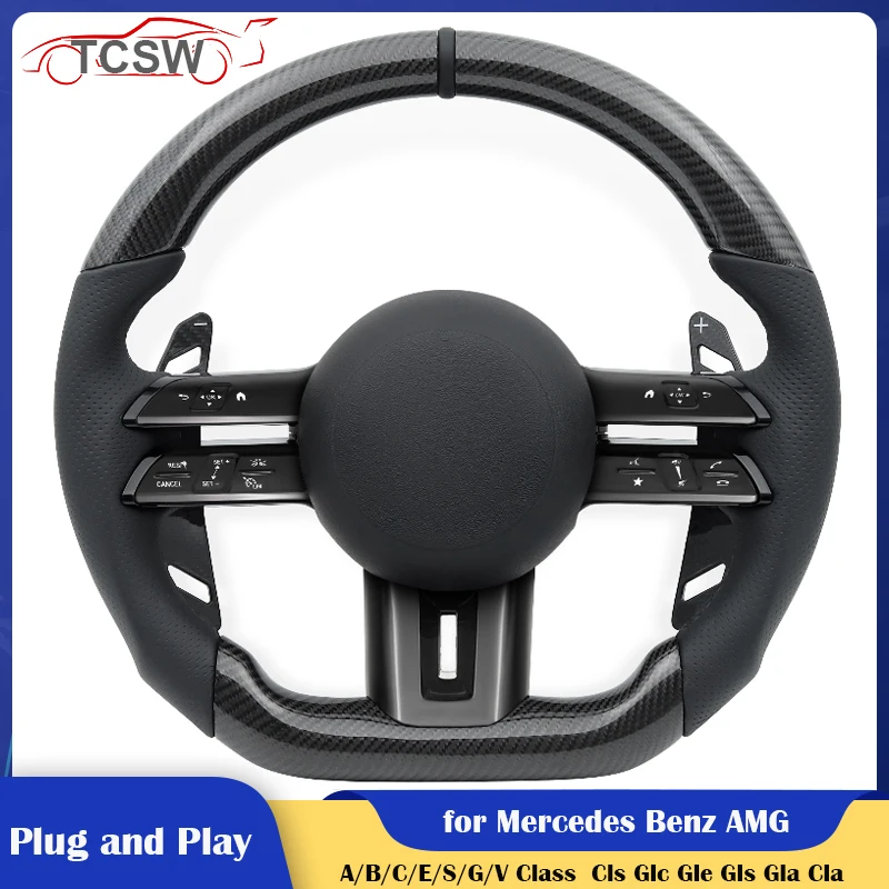 

TOP Real Carbon Fiber Car Steering Wheel for Mercedes Benz AMG W204 W205 W221 W222 E300 Cls Glc Gle Gls Gla Cla Glk G63 GLA45