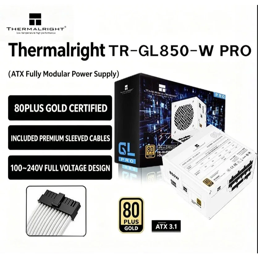Thermalright TR-GL850-W PRO 80PLUS Gold Fully Modular ATX3.1 White PSU, Textured Cable Version