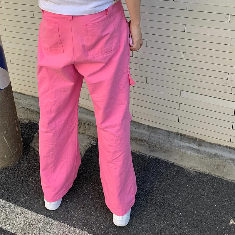 Cargo Pink Pants Men Unisex Hip Hop Tactical Trousers Harajuku Chic Baggy American Streetwear Vintage Y2k Summer Pantalones Cool