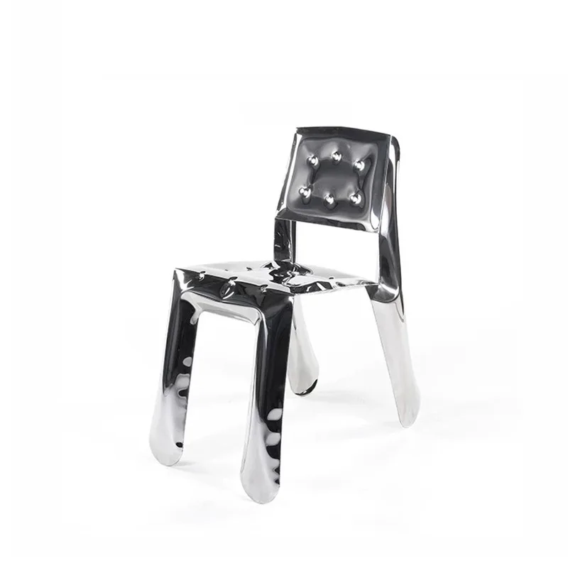 

Italian stainless steel dining chair Home back chair Art light luxury leisure chair High-end metal decorative stool