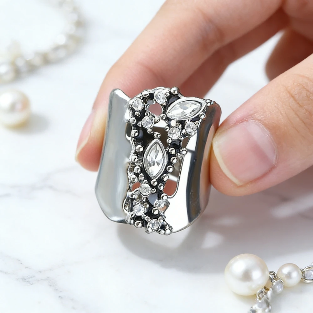 1 Piece, Fashion 925 Silver Plated Ring for Ladies Daily Accessories, Girls Holiday Gifts