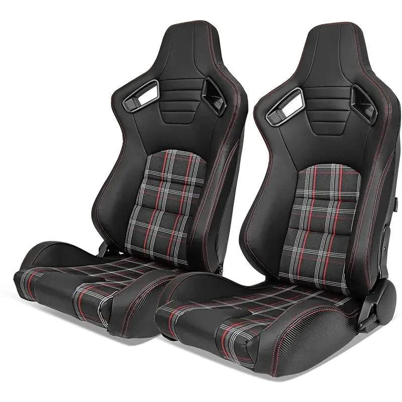 High Quality 1053 Carbon Fiber Style Racing Car Seats, PVC Fabric With Stitching Sport Seats For Auto Modification