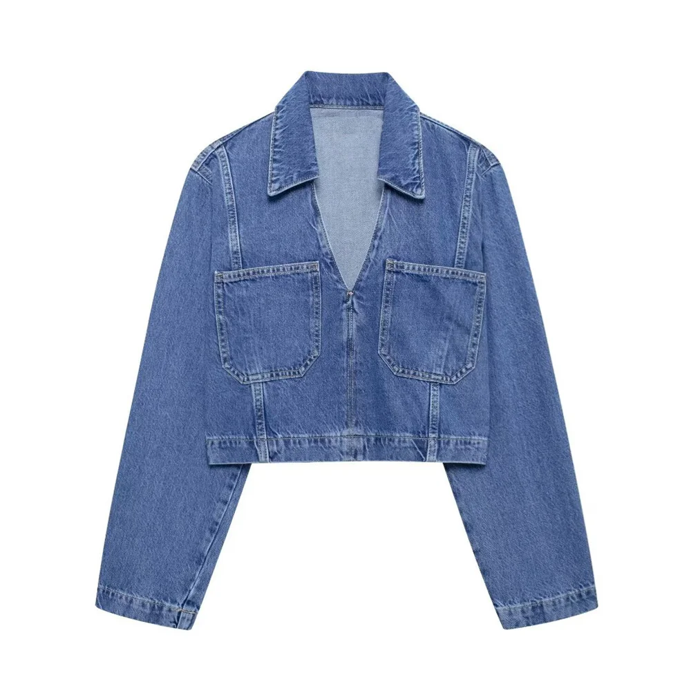 2024 RARF autumn new European and American style simple and fashionable niche Western classic short denim shirt