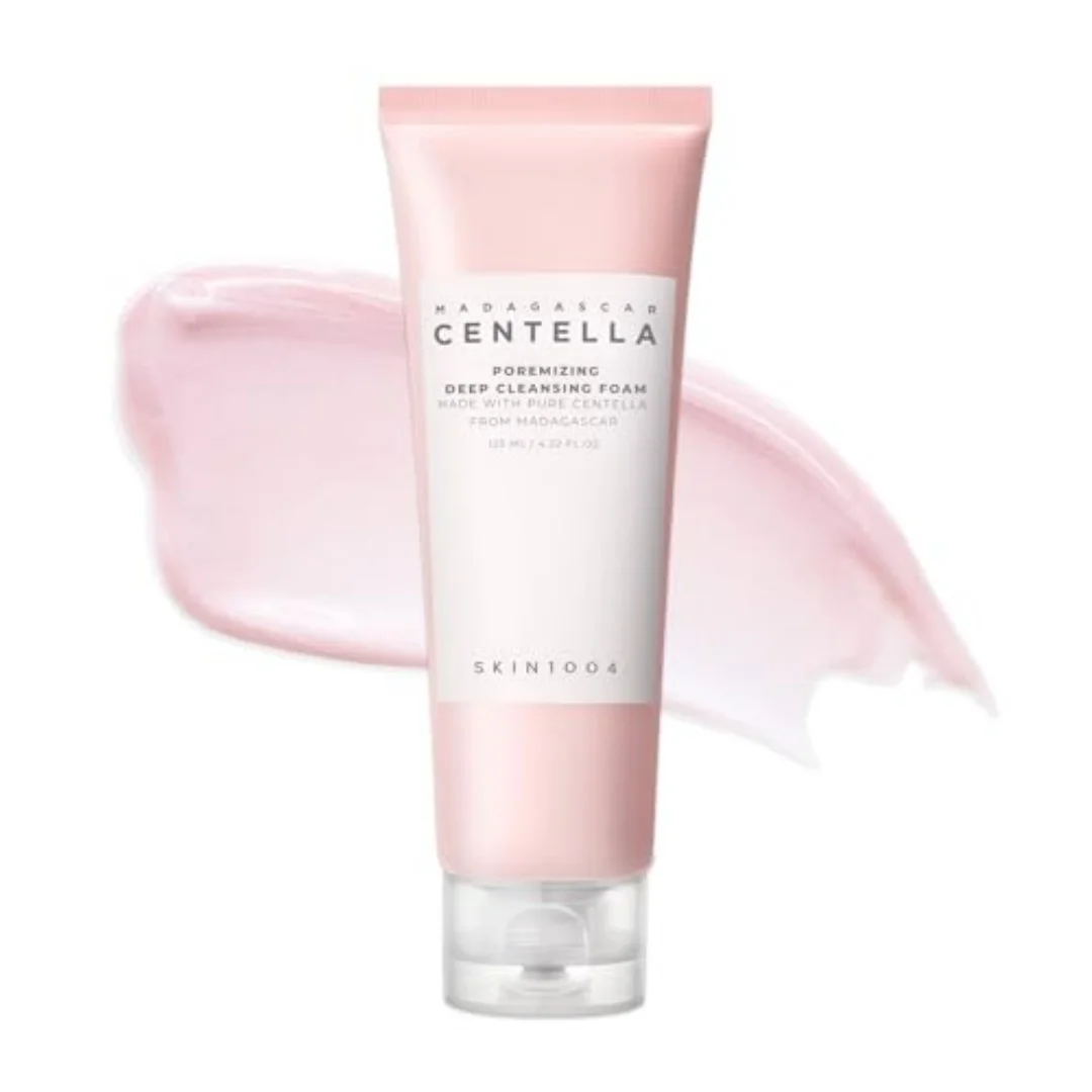SKIN1004 Porenverfeinernder Tiefenreinigungsschaum Koreanischer Gesichtsreiniger mit Rosa Salz Sanftes Peeling Beruhigende Centella Asiatica Gesichtsreinigung