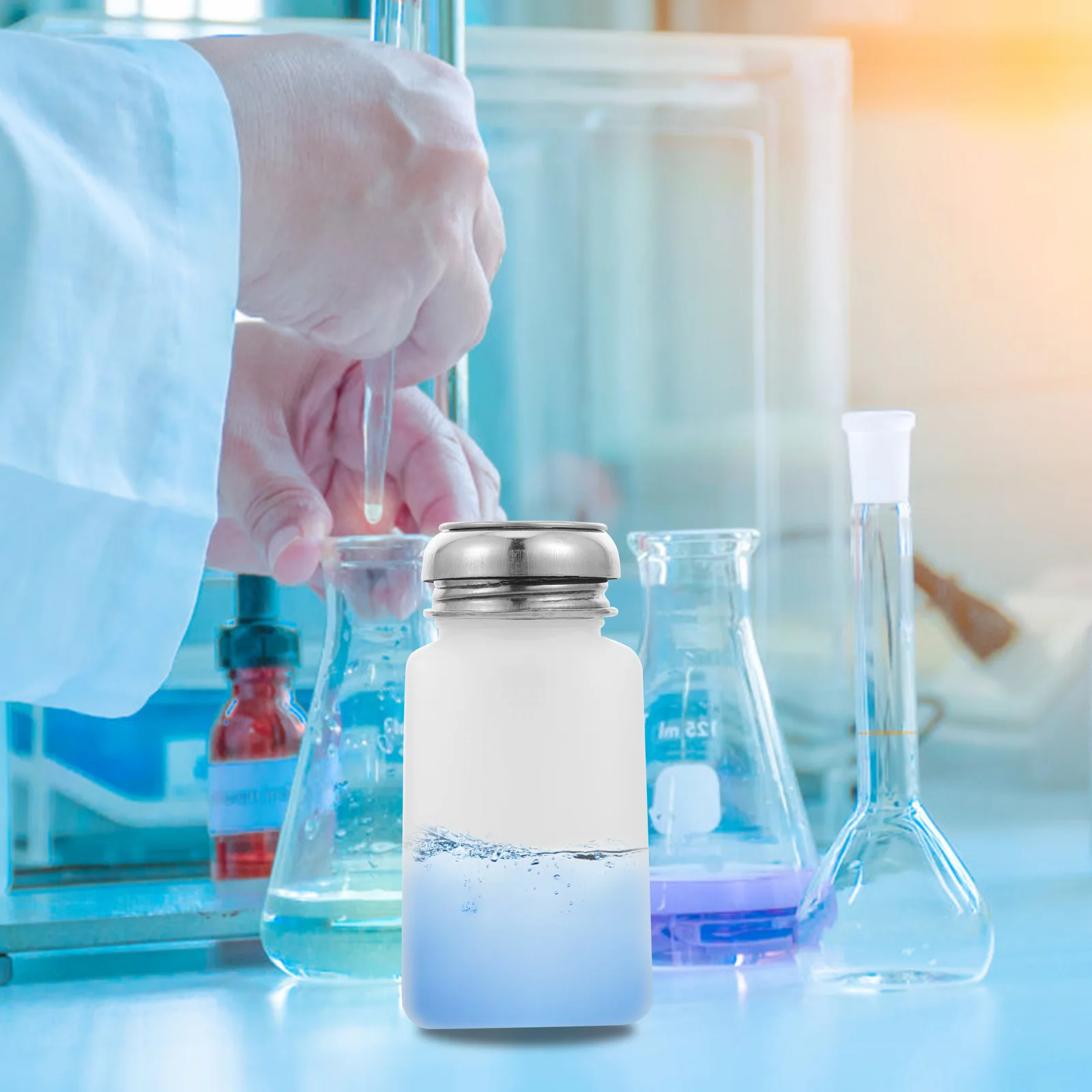 2Pcs 250Ml Anti Static Pump Dispenser Bottle Alcohol Storage Container Stainless Steel Top Leak Proof Cover Liquid Dispenser