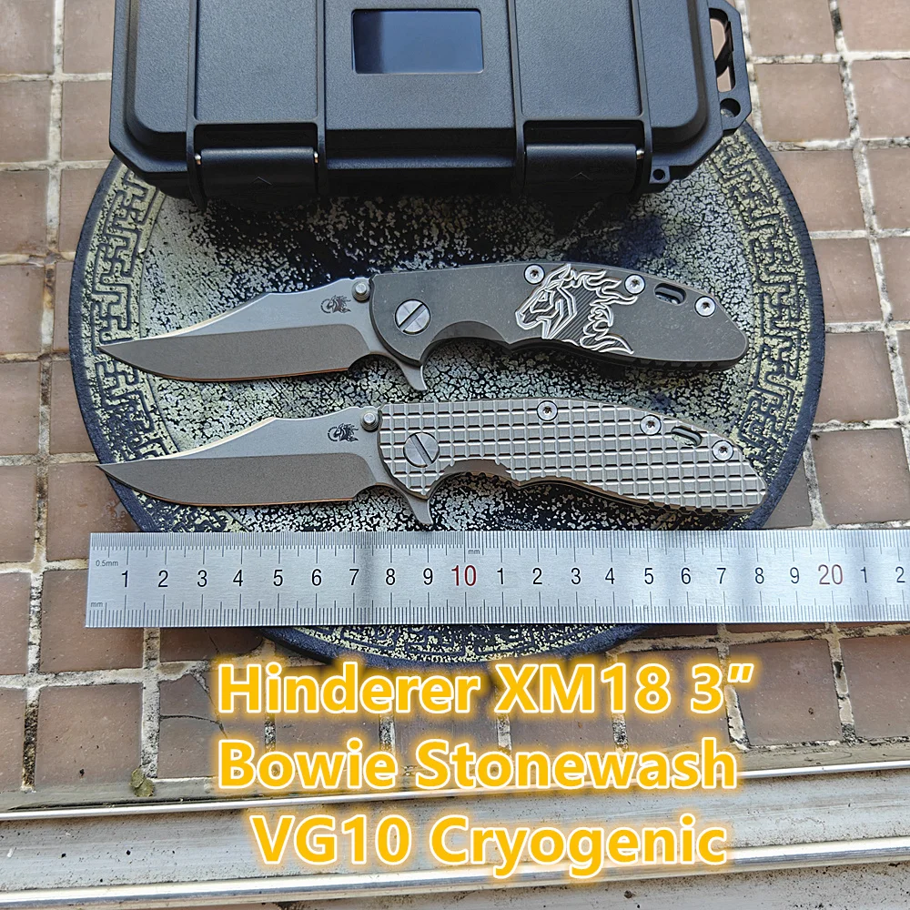 Cryo Vg10 3 "Lame Hinderer XM18 Manico in titanio Cuscinetto in ceramica JUFULE Coltello pieghevole Tasca tattica Caccia da campo Strumento EDC esterno