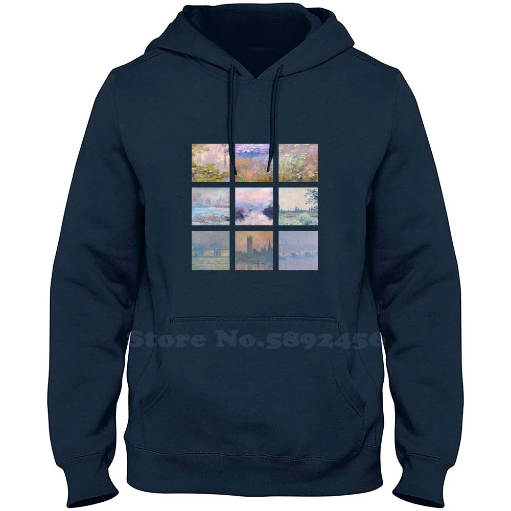 Soft Collage 100% Pure Cotton Hoodie Claude Fine Art Classic Art Art Aesthetic Art Collage Purple Art Soft Art Paintings