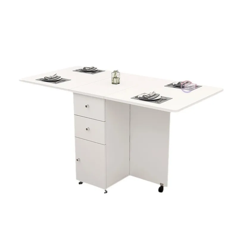 

Small household for 4 people with drawers, multi-function, retractable dining table, rectangular side cabinet
