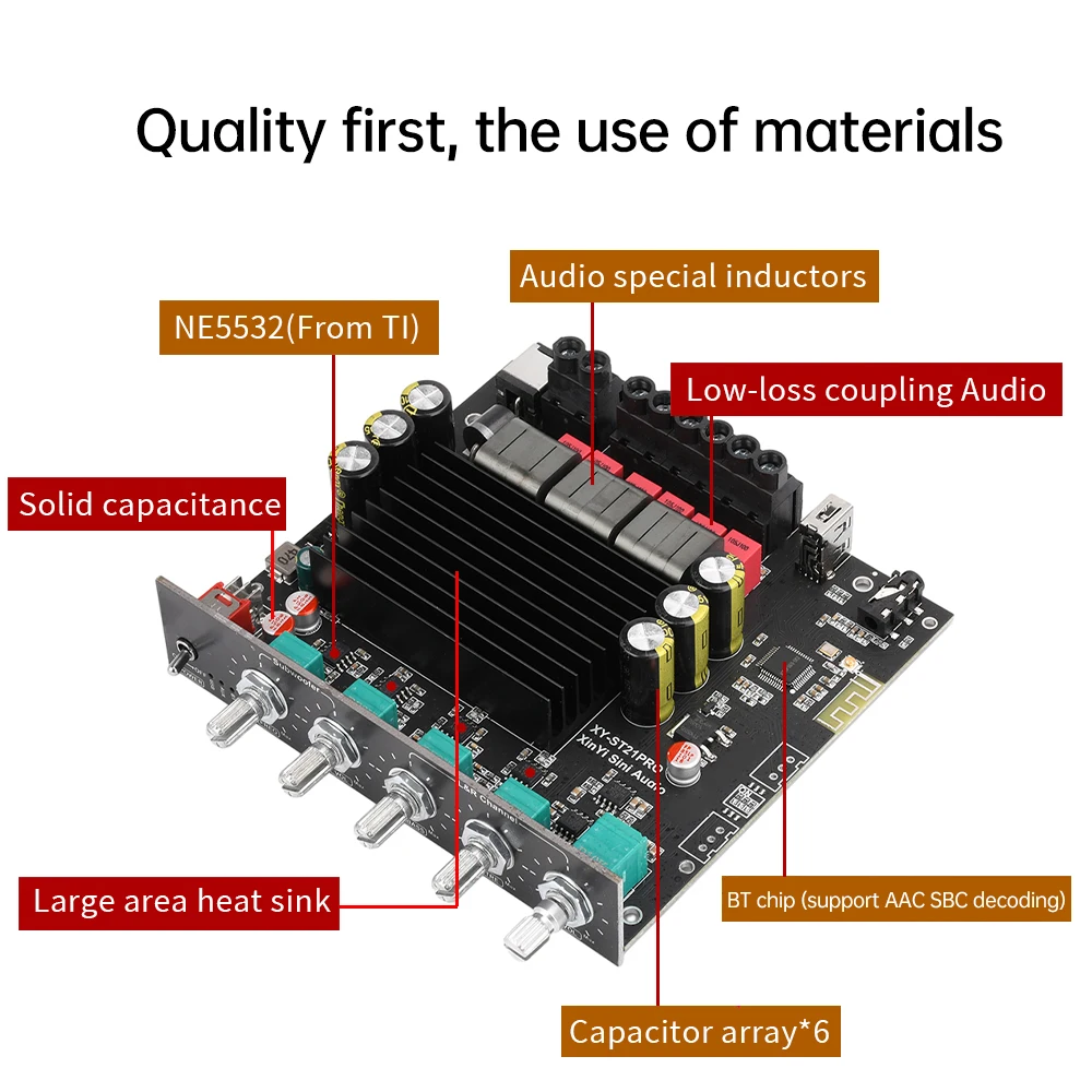 ST21PRO Bluetooth Amplifier 2.1 Channel 100W*2 And 200W Subwoofer HiFi Stereo TPA3221 Home Digital Audio Amplifier APP Control