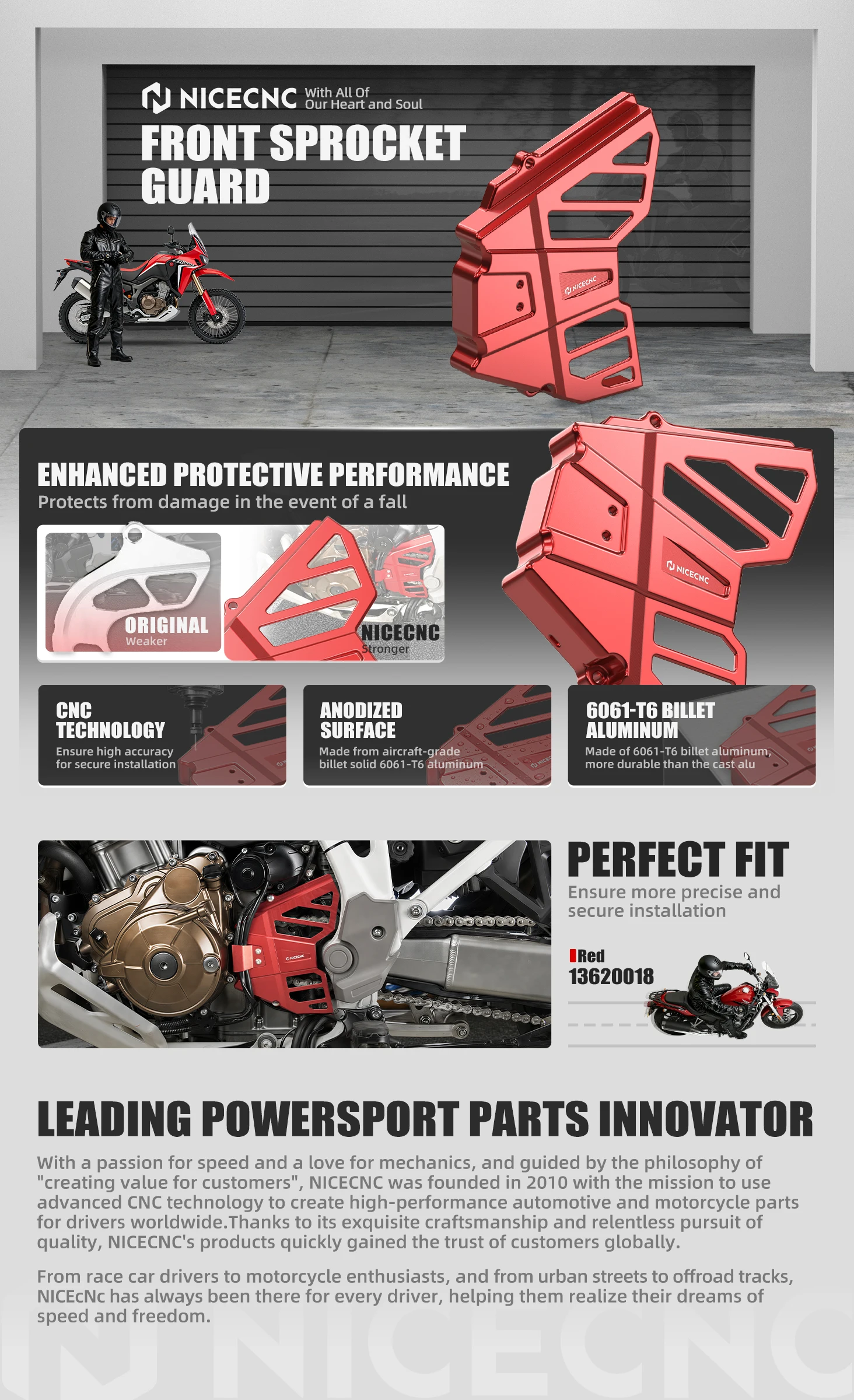 NICECNC Kettenrad-Schutzabdeckung vorne für CRF1100L Africa Twin/Adventure Sports 20-25 CRF1000L Africa Twin Adventure Sports 16-19 – Detail 2