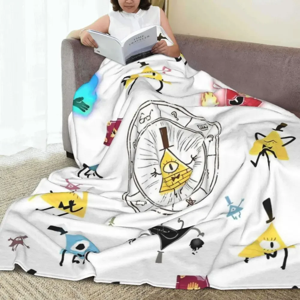 Gravity Falls Bill Cipher Blankets Flannel Cartoon Anime Lightweight Throw Blankets for Car Sofa Couch Bed Rug