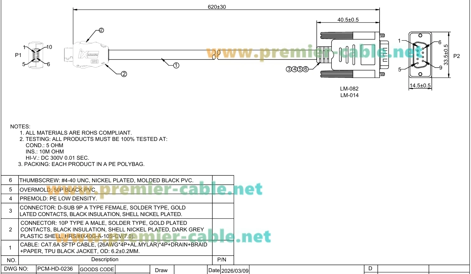 IX Industrial 10-Pin A-Stecker auf DB9 Buchse Serielles Kabel IX40G-A-10S-CV(7.0) RS232 RS485 Kommunikationskabel CAT6A SFTP Abgeschirmt – Detail 1
