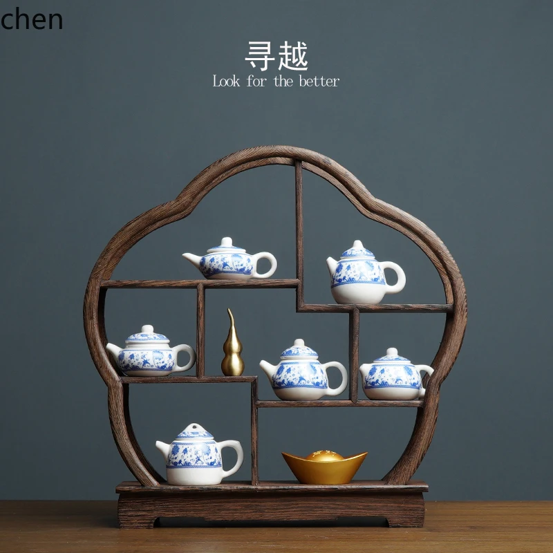 

YXY Retro Zen Tea Room Blue and White Teapot Home Living Room Decoration Art Ornament