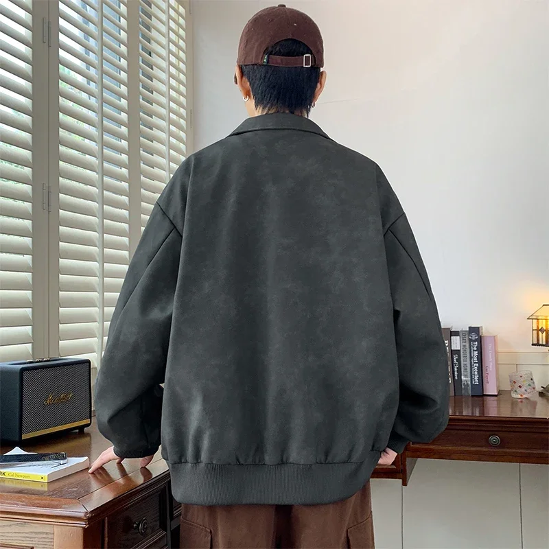 Men Suede Jacket Coats Windbreaker Baseball Oversize 6XL 7XL 8XL Plus Size Black Bomber Motorcycle Camping Casual Thin Softshell