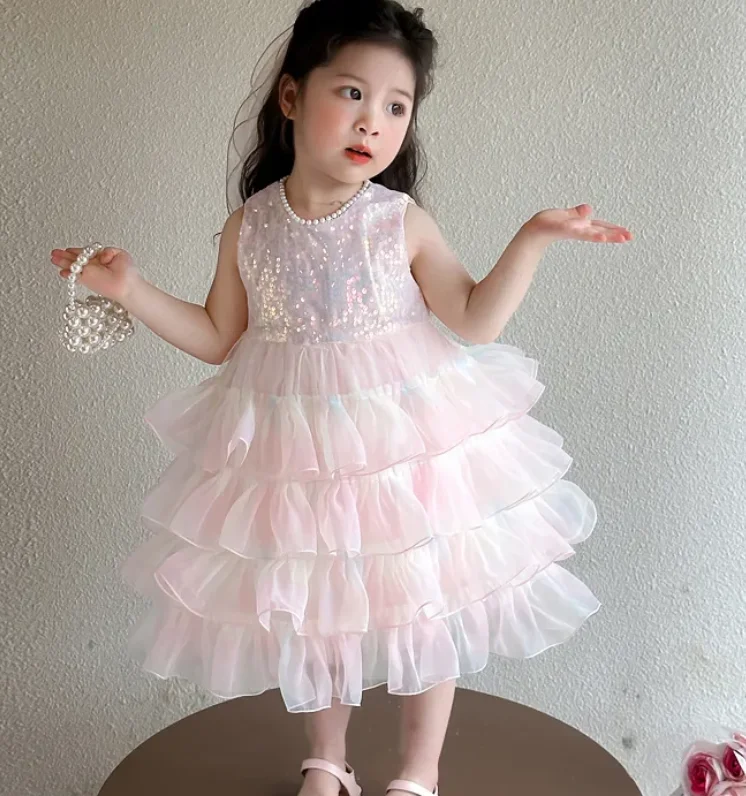 Dress Knee Length O-neck Collar Full Sleeve Pullover Print Simple Fashion Modern Casual Soft Comfortable Spring Kids Girls
