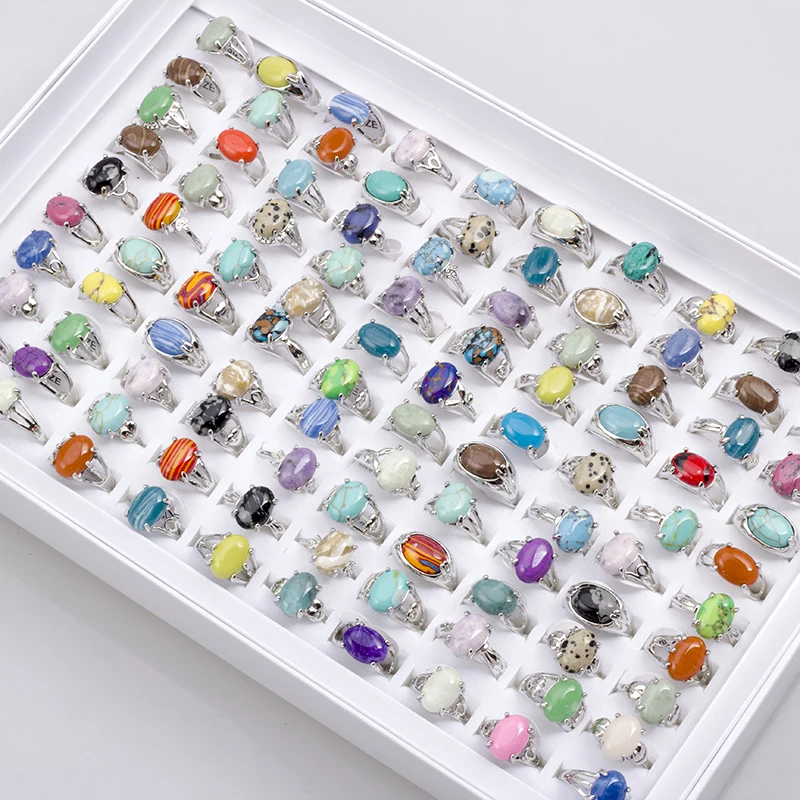 20 Pcs Vintage Rings For Women Natural Stone Rings Fashion Jewelry Finger Accessories Wholesale Lot Dropshipping Party Gift