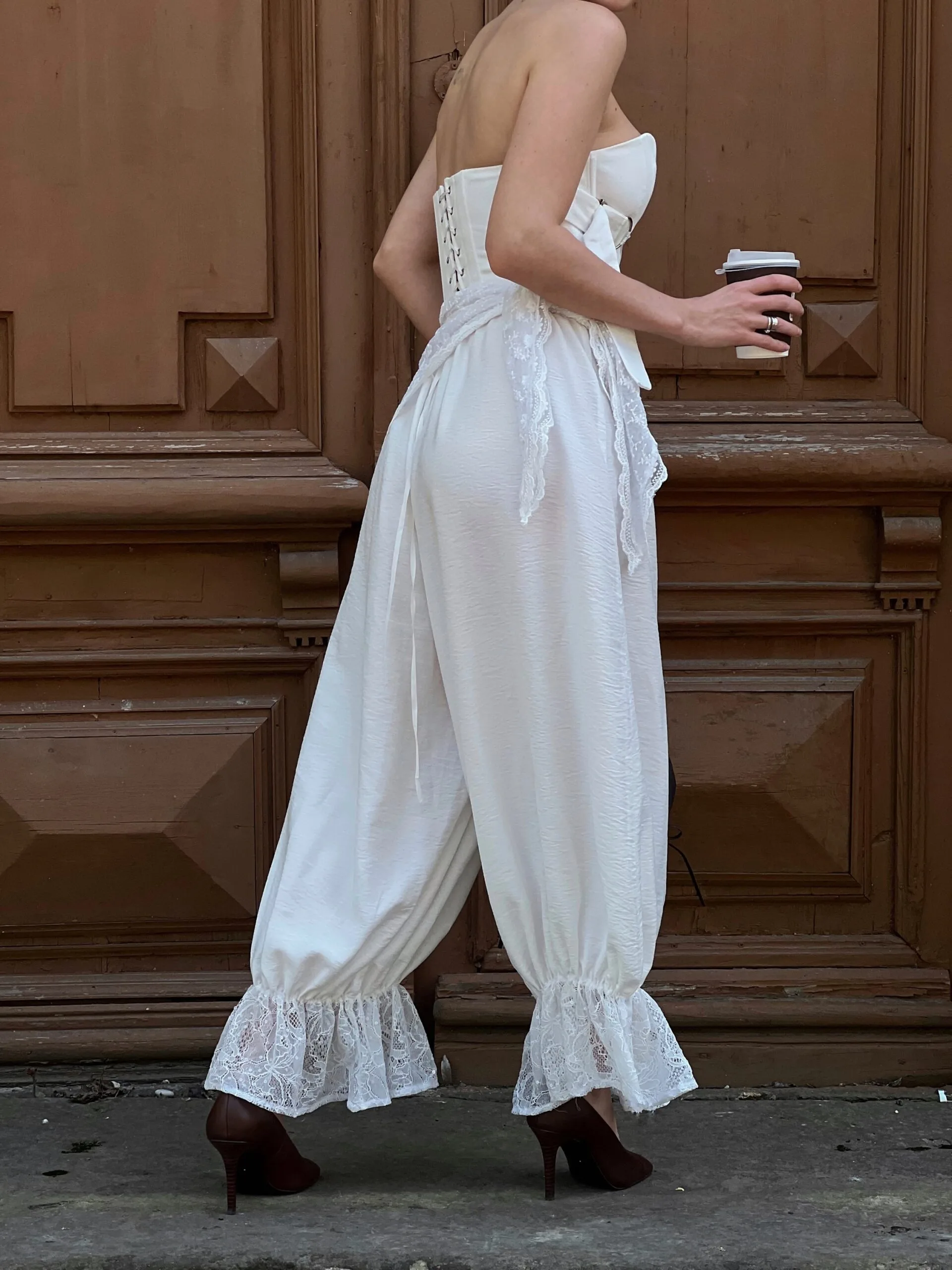 Summer Fashion Casual Loose Trousers Leg Cuff Wide Leg Lantern Pants 2026 Spring Women's Sexy White Lace Patchwork Harem Pants