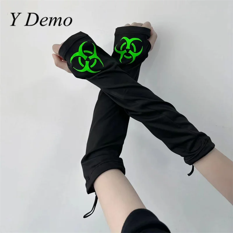 Y Demo Harajuku Biohazer Sun Protection Arm Sleeves Stretchy Adjustable Sleeve Glove