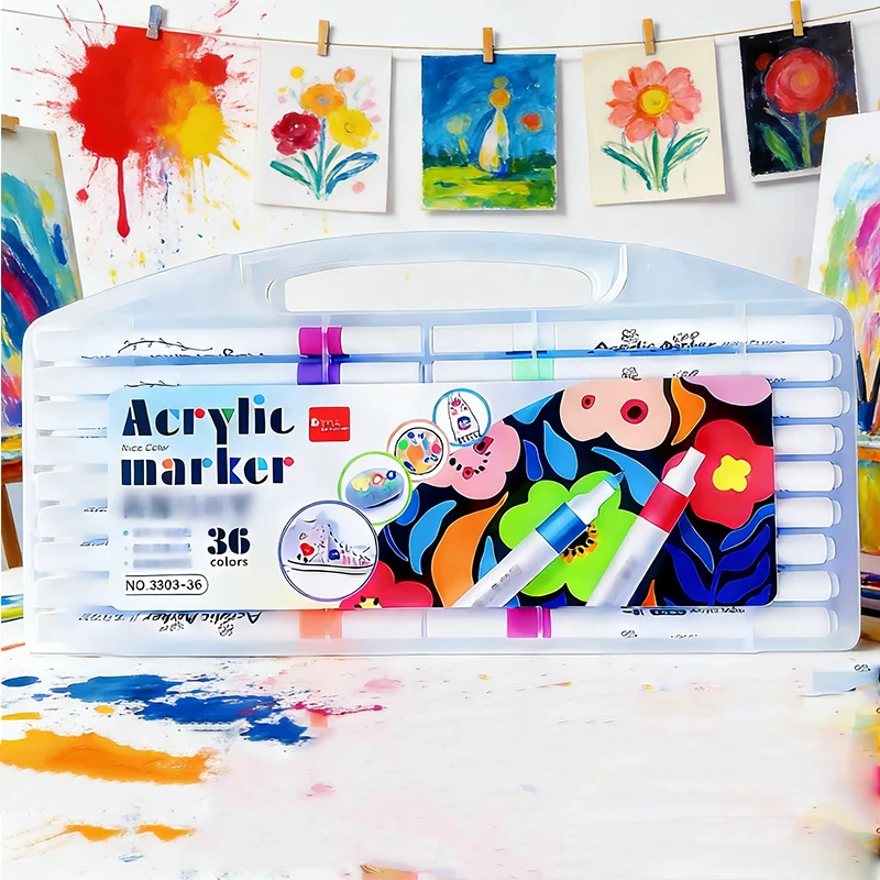 36-Color Acrylic Marker Pen Set - Multi-Purpose Art Markers for Drawing, Craft & DIY Projects