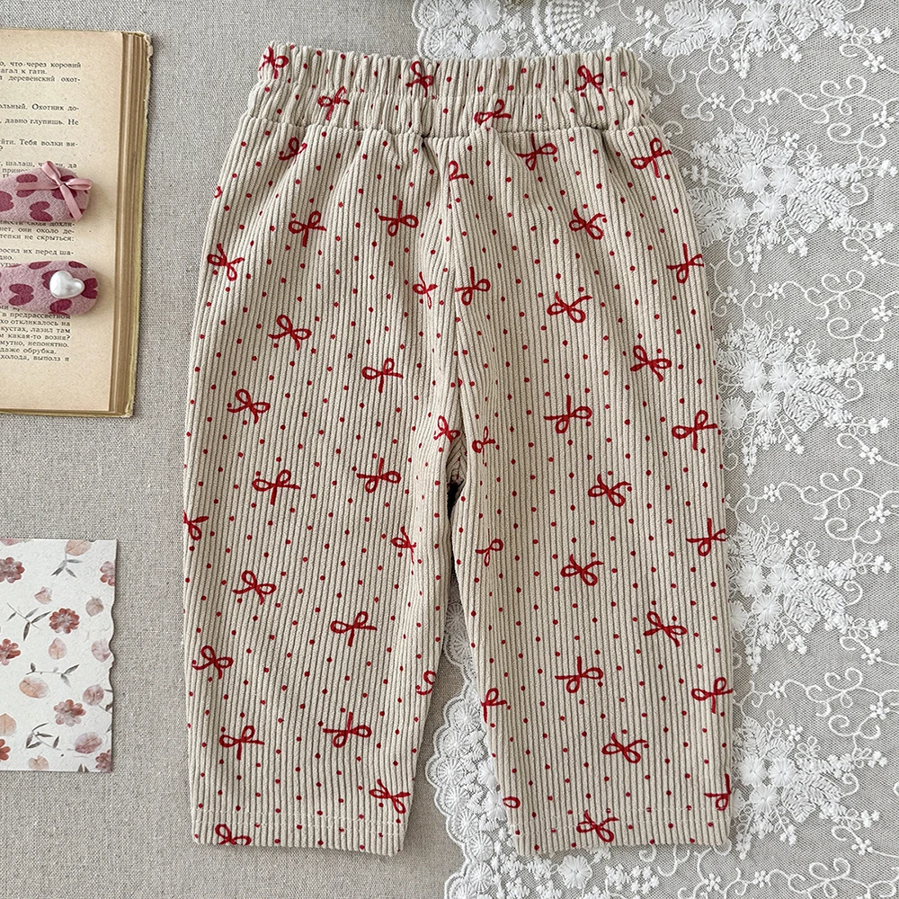 MILANCEL Babyhosen 6M-3T Baby Jungenhosen Niedliche Schleifen-Punkte Kleinkind Freizeithosen Herbst Cordhosen für Babymädchen – Detail 23