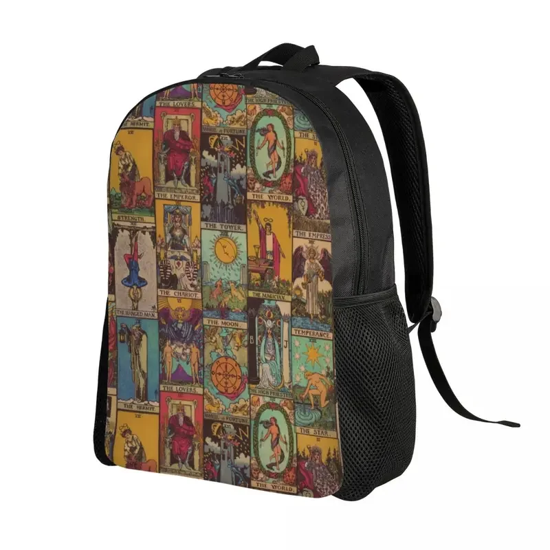 The Major Arcana Of Tarot Vintage Patchwork Laptop Backpack Basic Bookbag for College School Student Occult Witch Spiritual Bag