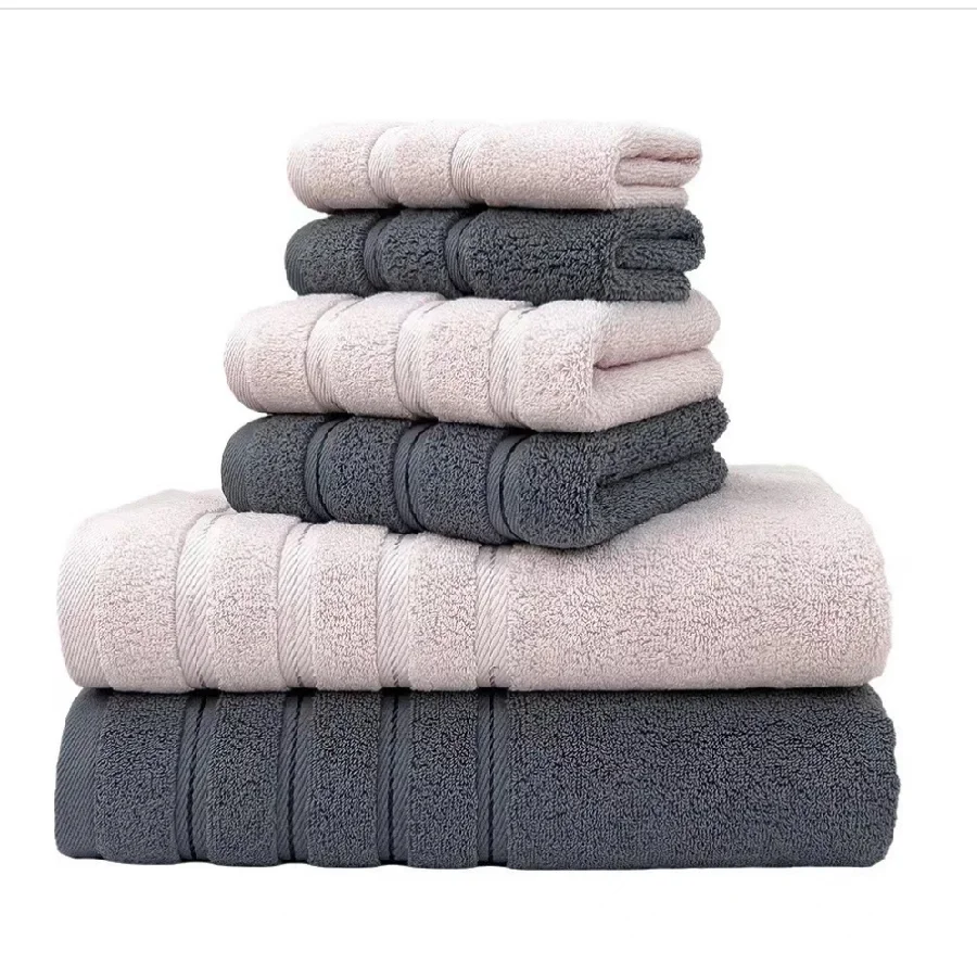 100% Cotton 6 Piece Bath Towel Set-2 Bath Towels , 2 Hand Towels, 2 Washcloths Highly Absorbent Bathroom Towel Set