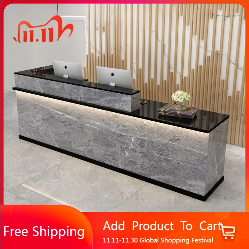 

Unique Luxury Reception Desks Welcome Design Organizers Company Reception Desks Modern Led Lights Bureau Commercial Furniture