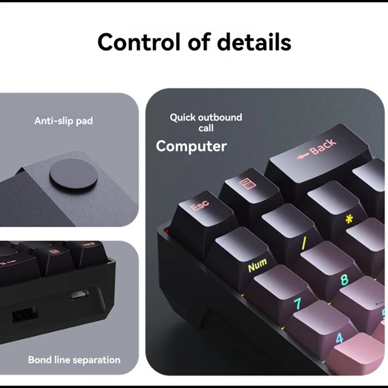 F20 Digital Mechanical Small Keyboard Wired External Laptop for Financial Accounting Mini Portable-A56M