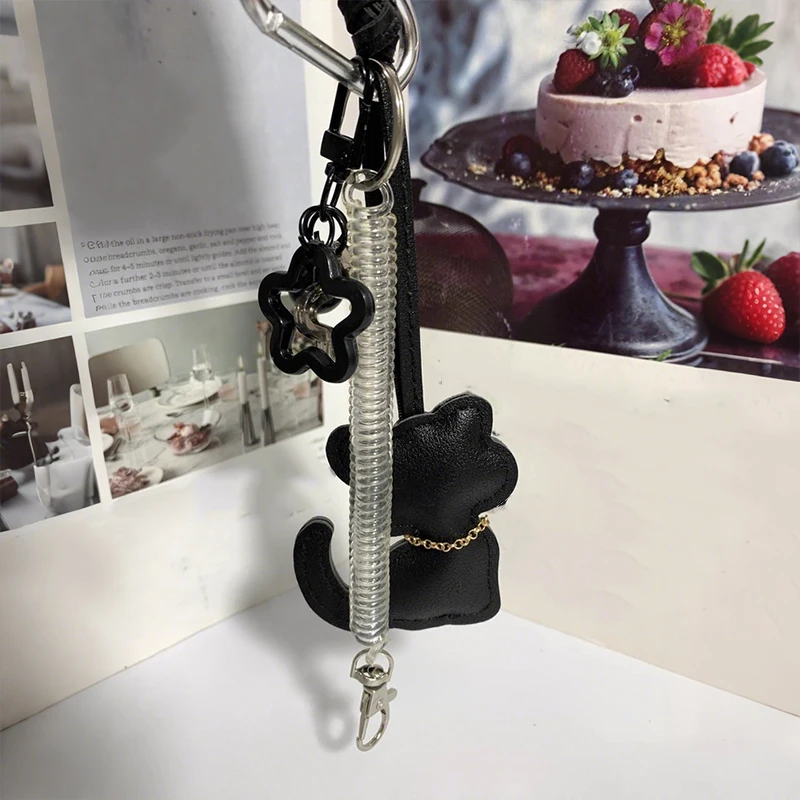 Cat Keychain Leather Backpack Charm Ins Personalized Car Keychain Bag Pendant Miu Purse Femme Handbag Strap Decoration Gift