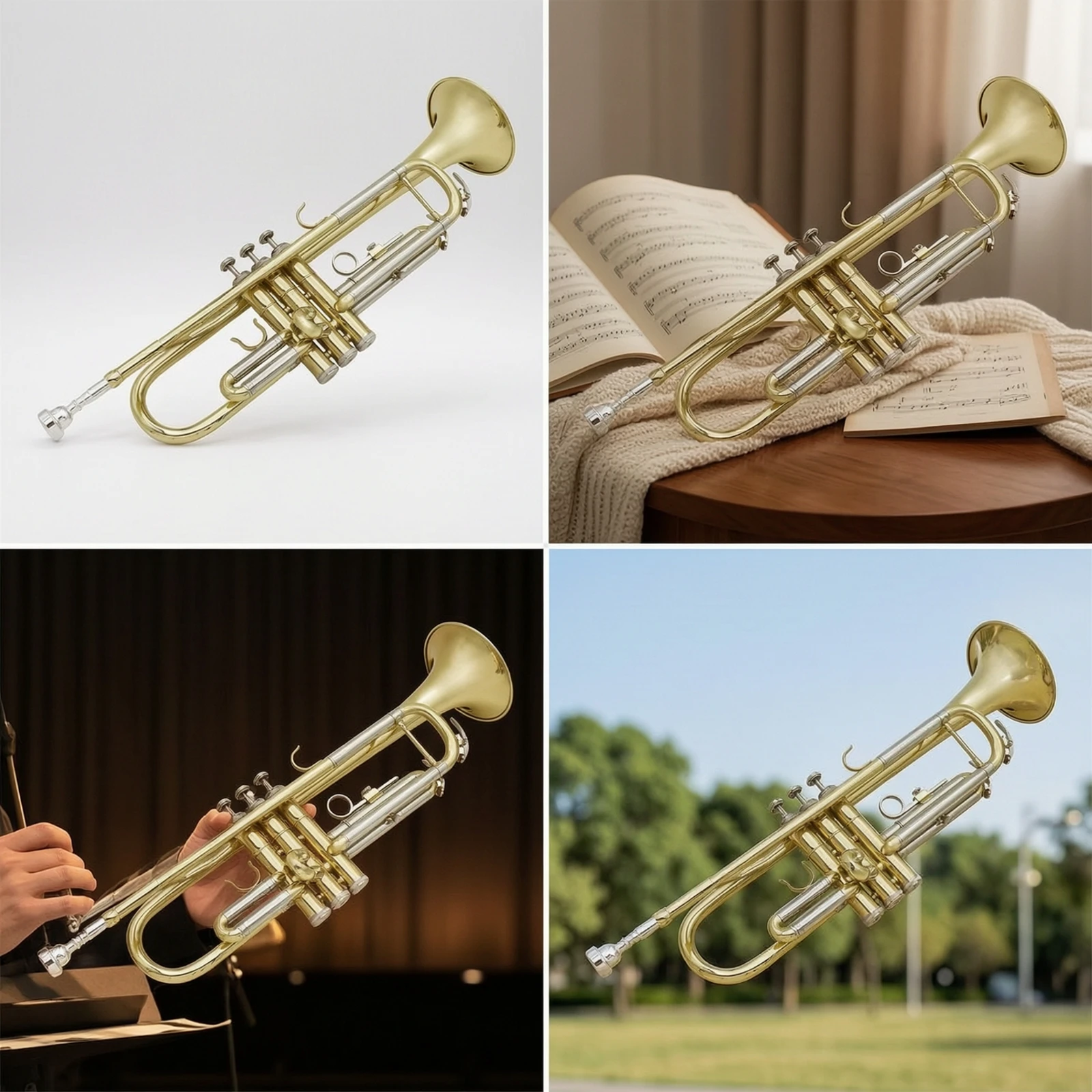Trumpet Set Portable Trumpet with Case Brass Instrument Easy to Transport Shiny for Students, Lessons, Band Practice