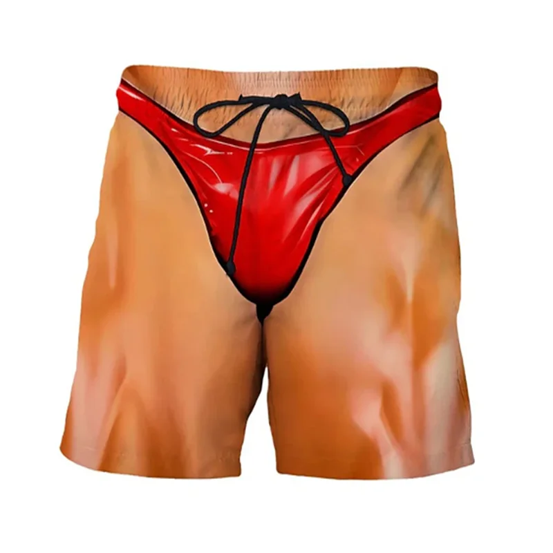 Funny Realistic Briefs Pattern Beach Shorts Fashion Trend Summer 3D Printed Swim Trunks Loose Catch Eyes Quick Dry Short Pants