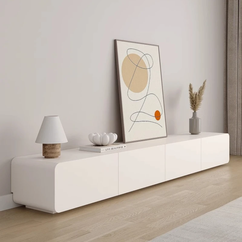 

Nordic cream wind TV cabinet coffee table combination modern simple living room home solid wood paint floor TV cabinet