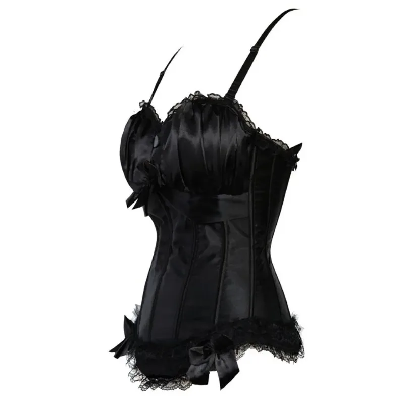 

Сексуальный атласный корсет с завышенной талией, топ с кружевом и бантом, украшенный клубной одеждой, формирователь тела для танцовщицы, большие размеры