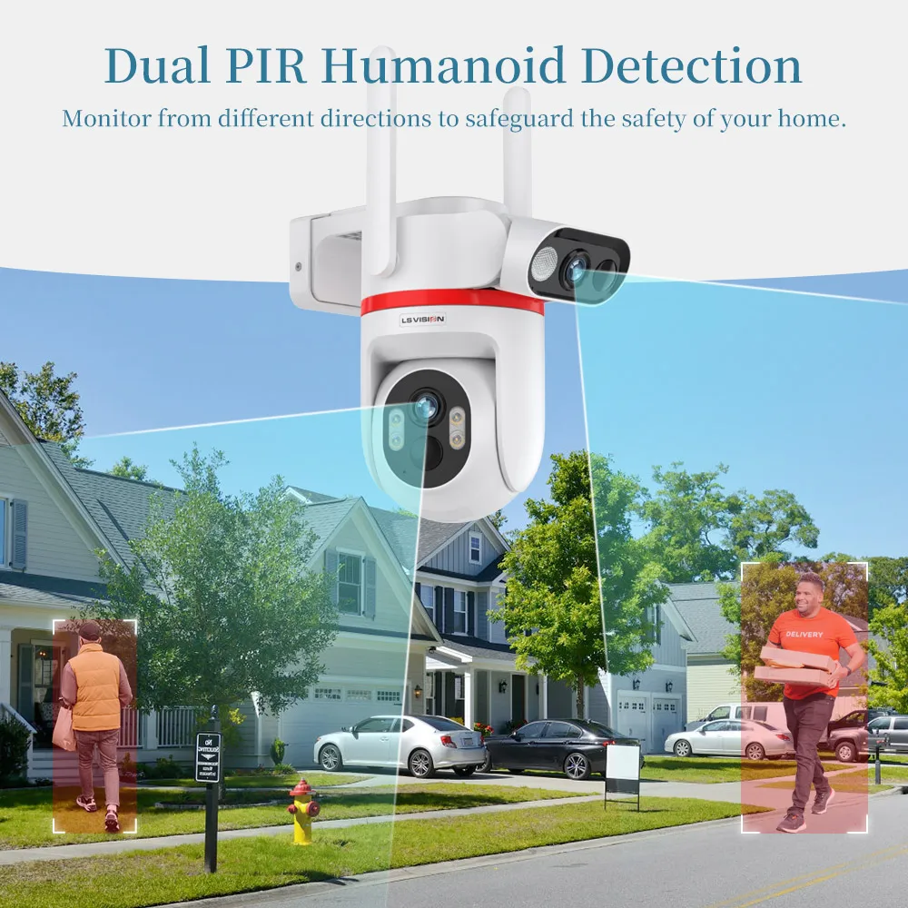 LS VISION 4G كاميرا الأمن الشمسية في الهواء الطلق شاشة مزدوجة 8MP كاميرا متحركة المزدوج PIR كشف السيارات تتبع IP كاميرا تلفزيونات الدوائر المغلقة UBOX PRO