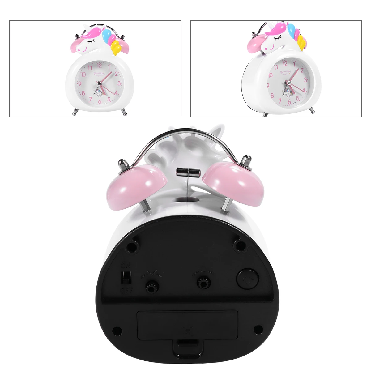 

1pc Unicorn Alarm Clock For Kids Desktop Clock Ring Bell Creative Design Home Bedroom Decoration Clear Sound Wake Up