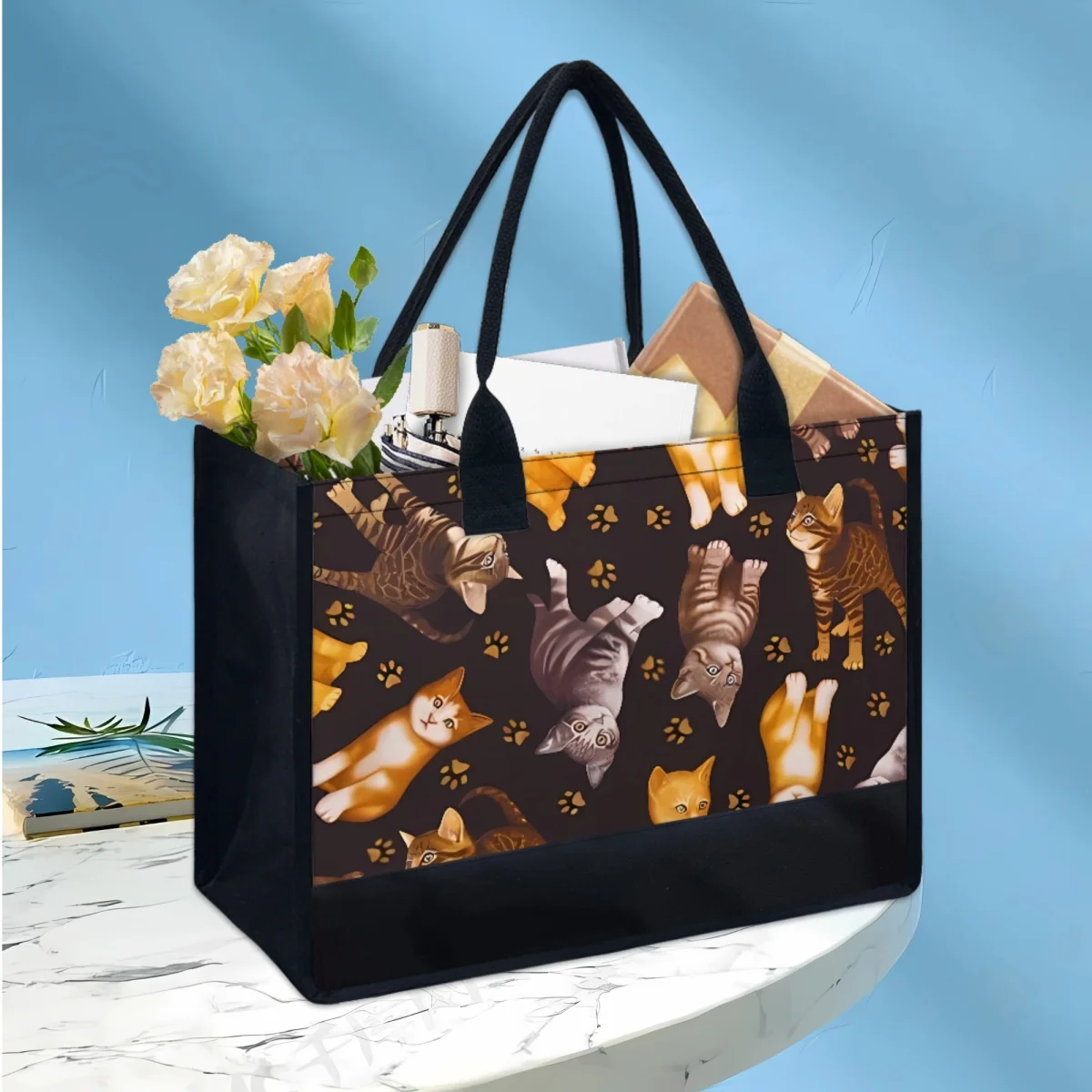 

Сумка-тоут женская парусиновая с принтом «кошка»