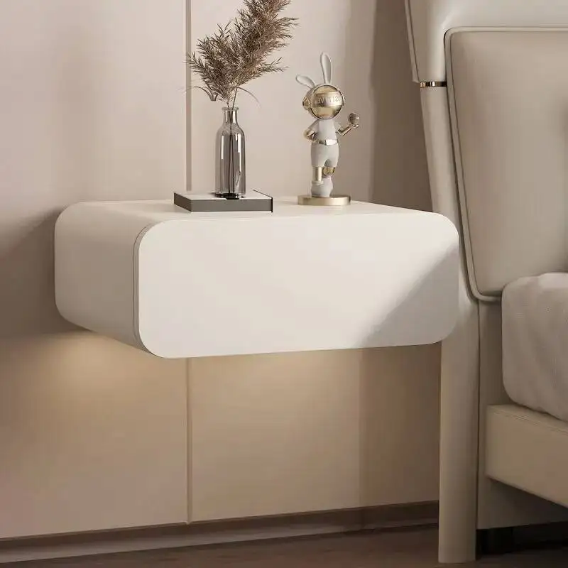 غرفة نوم خشبية معلقة بأدراج طاولة بجانب السرير، طاولة منضدة عائمة مريحة، أثاث منزلي فاخر بمساحات صغيرة #2