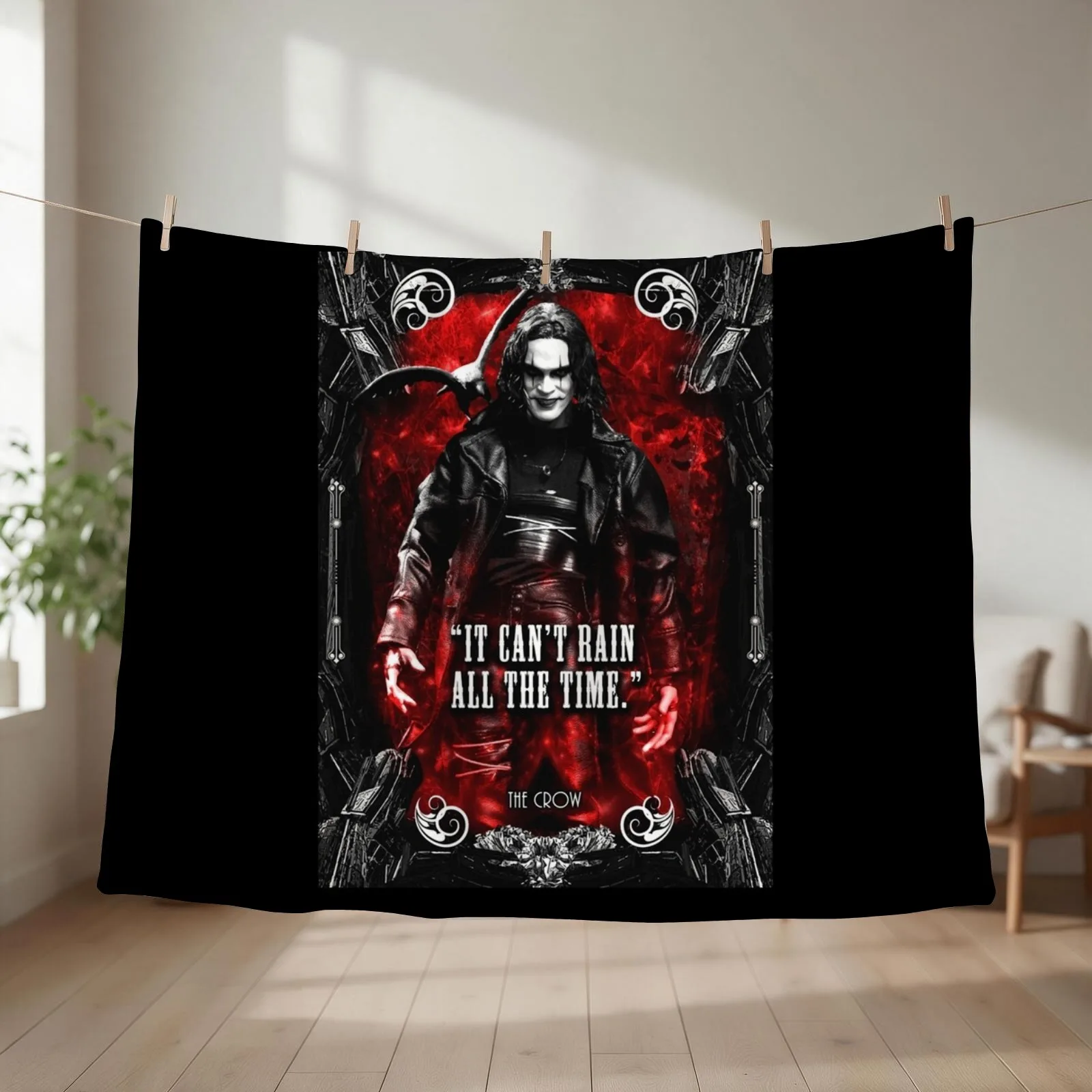 The crow it can't rain all the time Throw Blanket couch cozy soft plush fuzzy picnic outdoor blanket